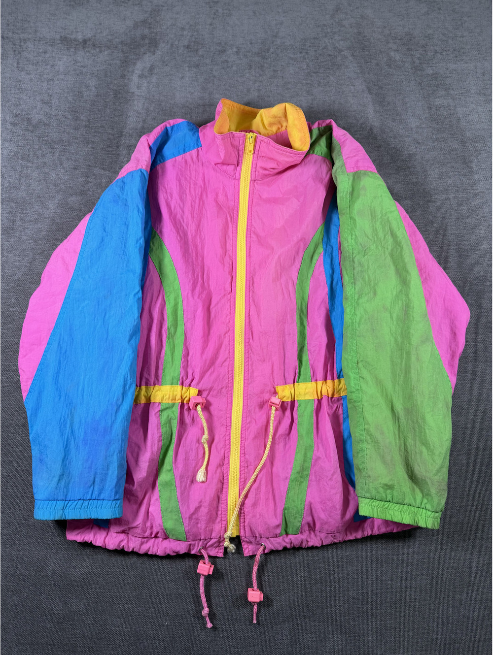 Vintage Andy Johns Colorblock Nylon Windbreaker Jacket Size 12